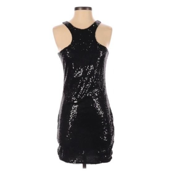 BLQ. MKT Black Sequin Racer Back Cocktail Dress Size Small - Picture 2 of 7